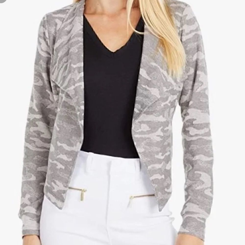 BB Dakota Now You See Me Camo Draped Tie Back Jacket